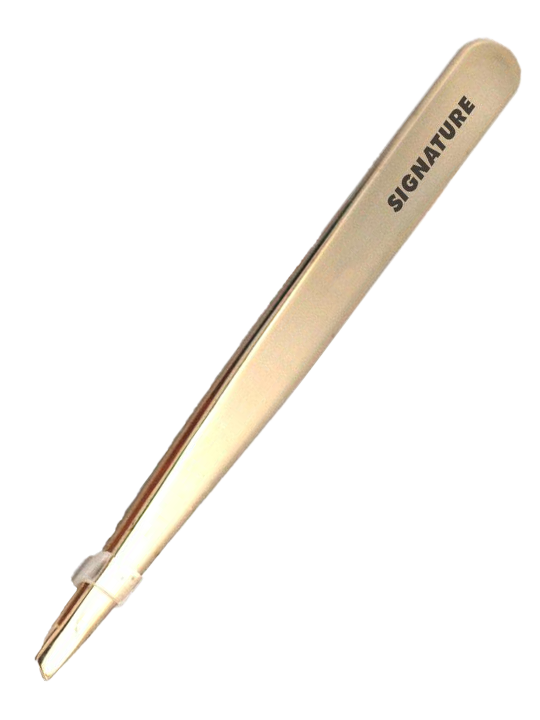 SIGNATURE Gold Slant Tweezers & Case